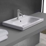 CeraStyle 030900-U/D Drop In Sink in Ceramic, Modern, Rectangular